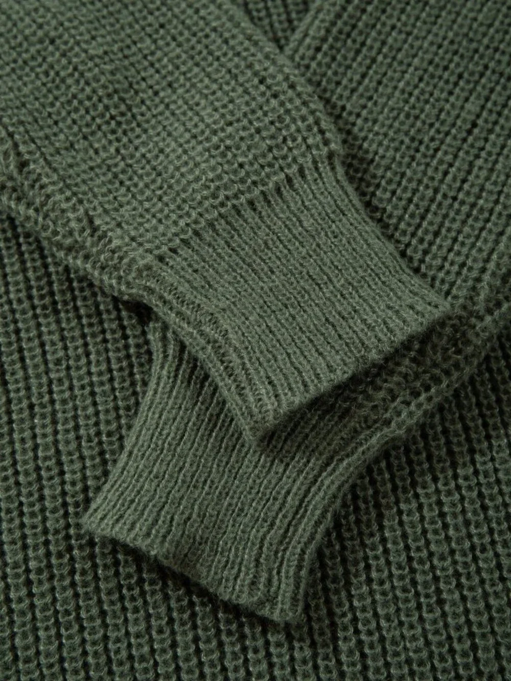 Olive Green Casual Men's Loose Fit Round Neck Long Sleeve Pullover Sweater